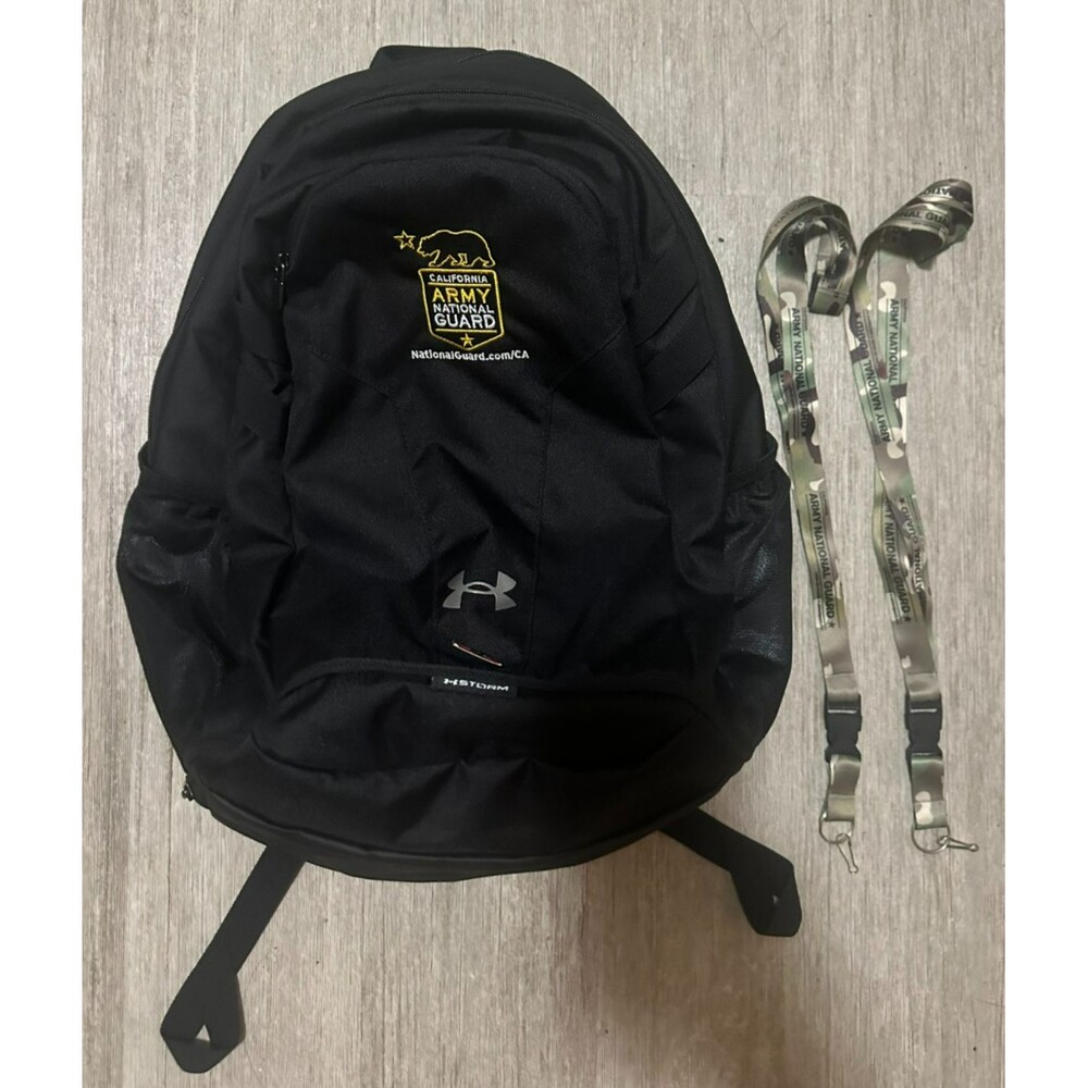 California Army National Guard Under Armour Hustle 5.0 Team Black Backpack NWT